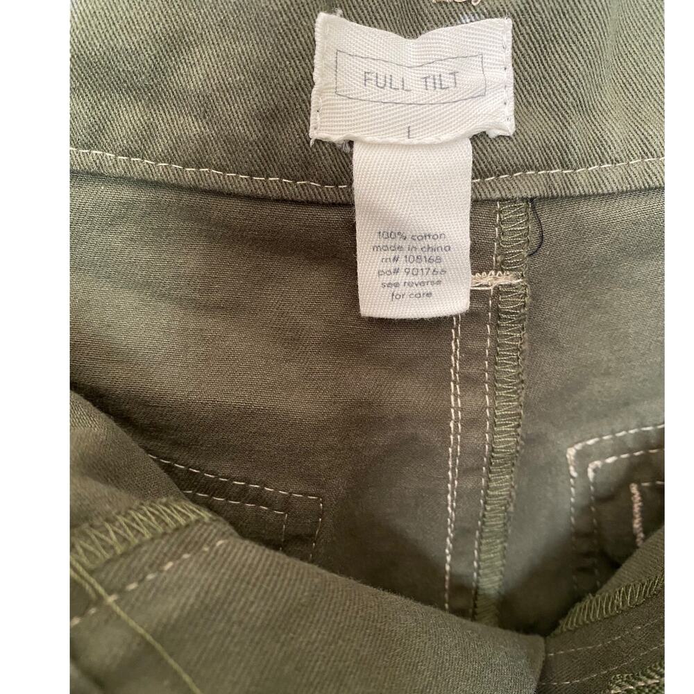 FULL TILT Contrast Stitch Womens Olive Cargo Pants size Large - Picture 3 of 3